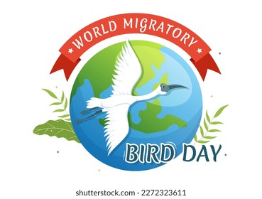 World Migratory Bird Day on May 8 Illustration with Birds Migrations Groups in Flat Cartoon Hand Drawn for Landing Page Templates