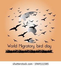 world migratory bird day web banner design concept. illustration vector