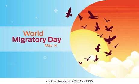 world migratory day on May 14 business brochure flyer banner design horizontal template vector, cover presentation abstract, modern publication poster and flag-banner.