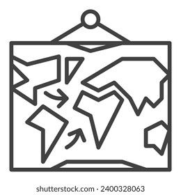 Icono lineal del concepto del vector del Mapa Militar Mundial. Signo de esquema de misión de guerra