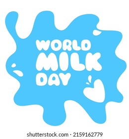 World Milk Day. 1 June. Milk splash with Ripples and Drops. Vector illustration template for logo design, banner, poster, flyer, sticker, postcard, etc.