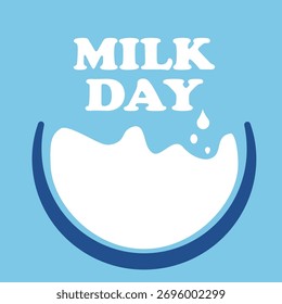 World milk day, abstract background ripple milk on blue background, Vector illustration and flat design