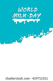 World Milk Day Blue Background Vector Illustration