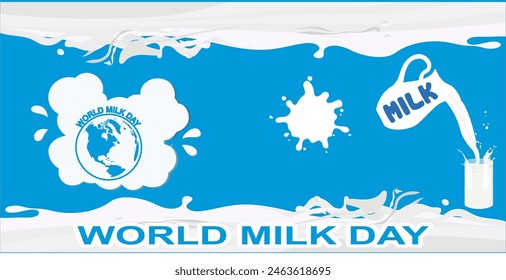 World milk day, concept for product of dairy milk with paper cut style, vector illustration and design.