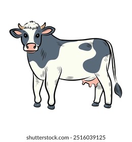 World Milk Day. Cow, milk bottle. Vector flat illustration