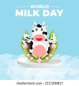 world milk day design, suitable for poster, banner, social media post and etc