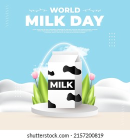 world milk day design, suitable for poster, banner, social media post and etc