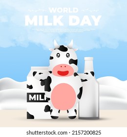 world milk day design, suitable for poster, banner, social media post and etc