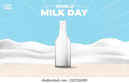 world milk day design, suitable for poster, banner, social media post and etc