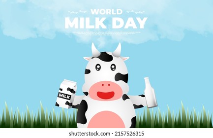 world milk day design, suitable for poster, banner, social media post and etc