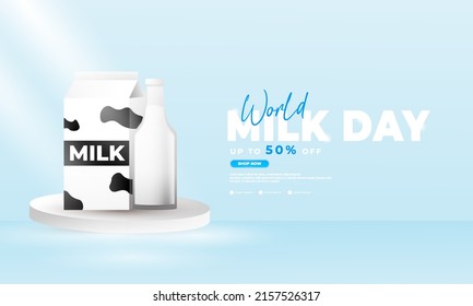 world milk day design, suitable for poster, banner, social media post and etc