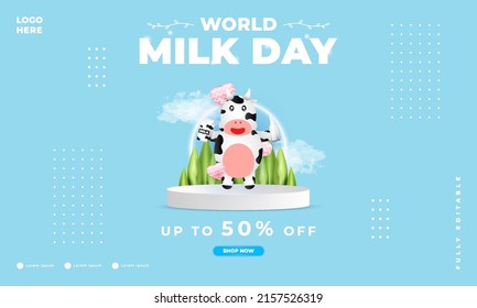 world milk day design, suitable for poster, banner, social media post and etc