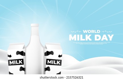 World Milk Day Design, Suitable For Poster, Banner, Social Media Post And Etc