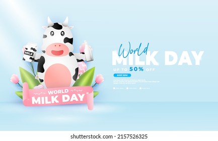 world milk day design, suitable for poster, banner, social media post and etc