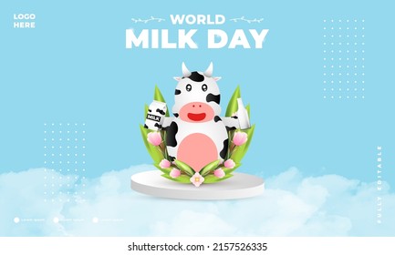 World Milk Day Design, Suitable For Poster, Banner, Social Media Post And Etc