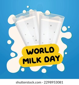 world milk day design template for celebration. world milk day vector illustration with milk splash and milk glass. flat illustration. splash vector design.