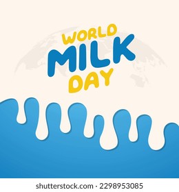 world milk day design template for celebration. world milk day vector illustration with milk splash and milk glass. flat illustration. splash vector design.