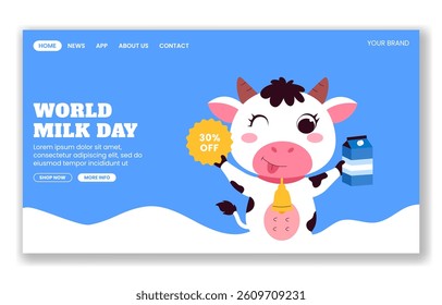World Milk Day Flat Style Social Media Landing Page with Fresh Dairy Design