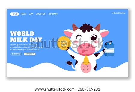 World Milk Day Flat Style Social Media Landing Page with Fresh Dairy Design
