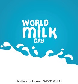 World milk day greeting banner with typography, Happy milk day, National Milk Day Vector Illustration. Fresh Milk Illustration. Illustration