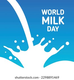 World Milk Day. Holiday concept. Template for background, banner, card, poster with text inscription. Vector illustration.