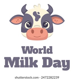 World Milk Day illustration: hand drawn cow on white background