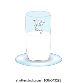 World Milk Day. Inscription lettering, doodle. Hand draw. A glass of milk. Vector illustration on isolated background.