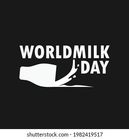 World Milk Day june 1 with milk drop and dark Background. Vector illustration