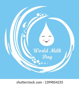 World milk day. Lettering greeting card calligraphy illustration. Fresh Milk. Vector Illustration