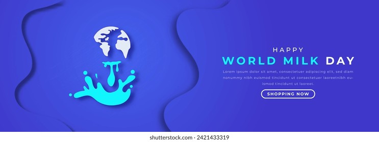 World Milk Day Paper cut style Vector Design Illustration for Background, Poster, Banner, Advertising, Greeting Card