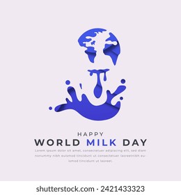 World Milk Day Paper cut style Vector Design Illustration for Background, Poster, Banner, Advertising, Greeting Card