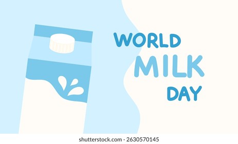 World milk day poster background. Milk packaging on a blue background.