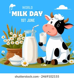 World Milk Day, Poster, social media post, greeting card etc.