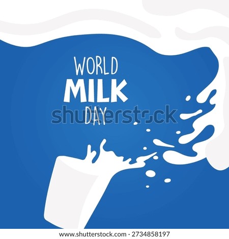 World Milk Day promotes the value of milk as a healthy and essential dairy product enjoyed by people around the world. This commercial concept is ideal for advertising, marketing campaigns, social media promotion, and global awareness of dairy nutrition.