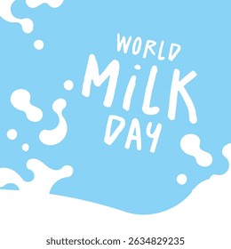 Día Mundial de la Leche Splash Fondo Azul y Blanco Concepto de Diseño de Lácteos