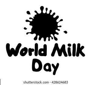 World Milk Day with a splash. Isolated. World milk day lettering. Splash over white background with World Milk Day text
