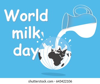 World milk day. Milk splash in the world. Vector illustration EPS 10.