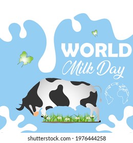world milk day web banner design  illustration vector