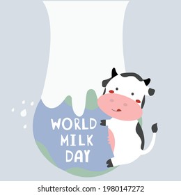 World MilK Day.Vector illustration for card or brackground.