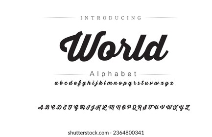 World Modern abstract digital alphabet font. Minimal technology typography, Creative urban sport fashion futuristic font and with numbers. vector illustration