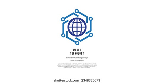 world modern technology logo design for graphic designer or web developer