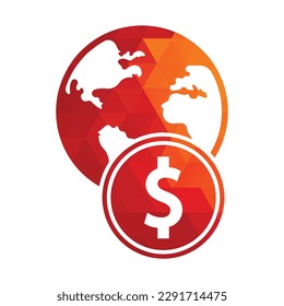 Vector de diseño del logo de World Money. Plantilla de diseño del logotipo de dinero, símbolo de icono.