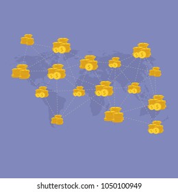 World Money map network financial