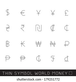 World money thin symbol, vector illustration