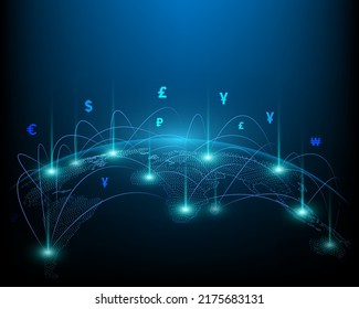 World money transfer and currency exchange concept illustration