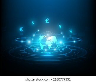 World money transfer and currency exchange concept illustration