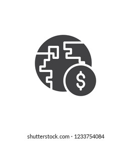 World money vector icon. filled flat sign for mobile concept and web design. Earth and dollar simple solid icon. Global payment symbol, logo illustration. Pixel perfect vector graphics