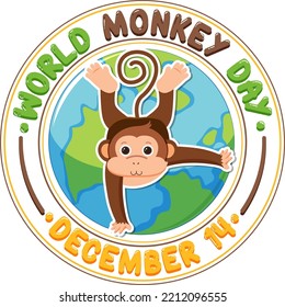 World monkey day poster design illustration