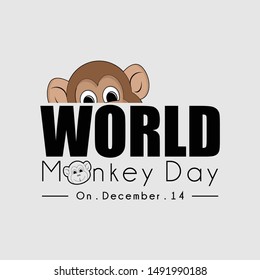 World Monkey Day Typography with a monkey peeking from above Text