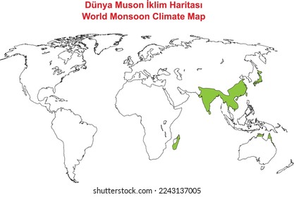 Mapa del clima del Monzón Mundial, ilustrador